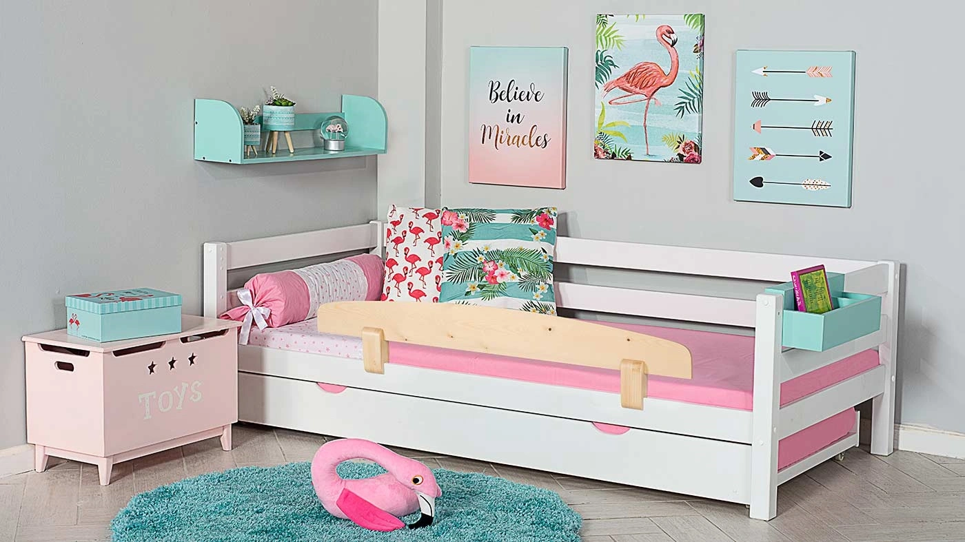 מיטת ילדים מיקה עם מיטת חבר רוחב 90 ס"מ | עם מעקה אחורי