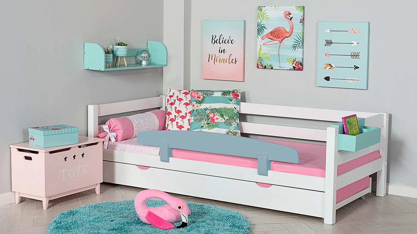 מיטת ילדים מיקה עם מיטת חבר רוחב 90 ס"מ | עם מעקה אחורי