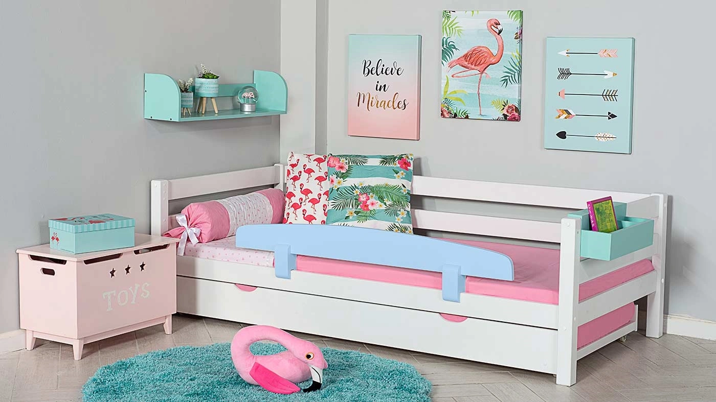 מיטת ילדים מיקה עם מיטת חבר רוחב 90 ס"מ | עם מעקה אחורי