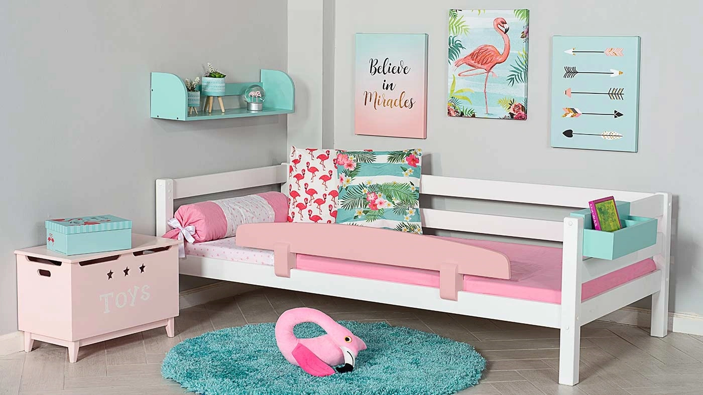 מיטת ילדים מיקה רוחב 90 ס"מ | עם מעקה אחורי