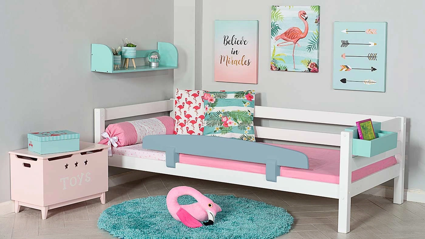 מיטת ילדים מיקה רוחב 90 ס"מ | עם מעקה אחורי