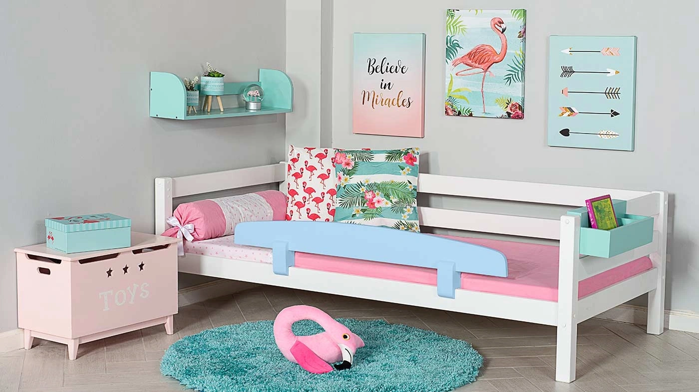 מיטת ילדים מיקה רוחב 90 ס"מ | עם מעקה אחורי