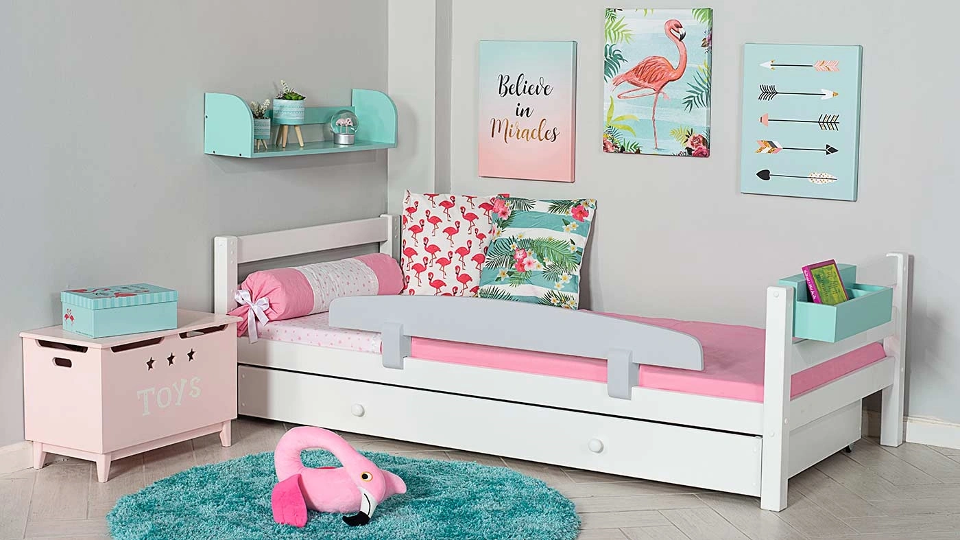 מיטת ילדים מיקה עם ארגז רוחב 80 ס"מ | ללא מעקה אחורי