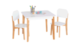 סט שולחן יצירה מרובע עם 2 כסאות בצבע לבן