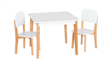 סט שולחן יצירה מרובע עם 2 כסאות בצבע לבן