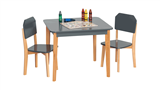 סט שולחן יצירה מרובע עם 2 כסאות בצבע אפור