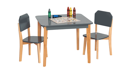 סט שולחן יצירה מרובע עם 2 כסאות בצבע אפור