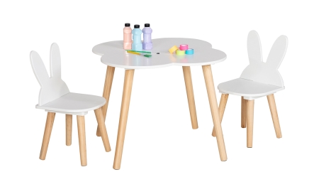 סט שולחן יצירה פרח עם 2 כסאות ארנב