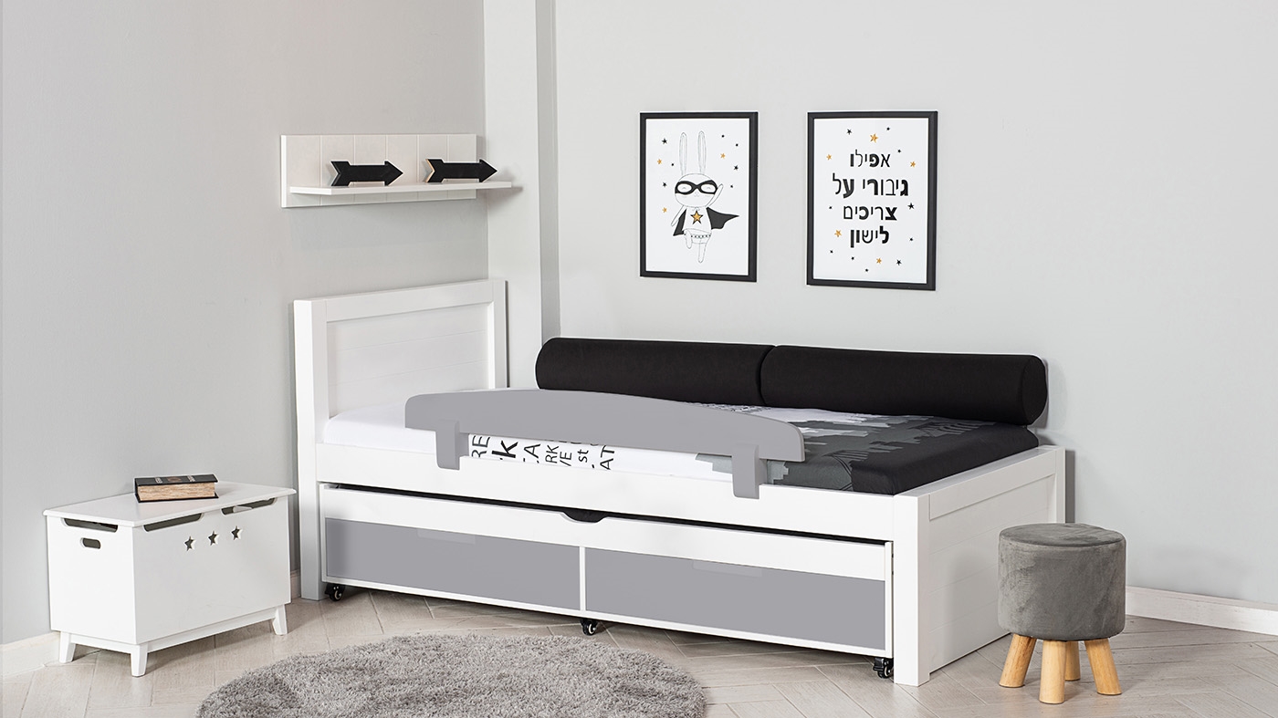 מיטת ילדים דור רוחב 90 ס"מ | צבע לבן אטום