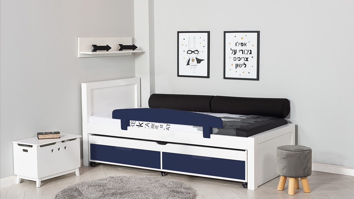 מיטת ילדים דור רוחב 90 ס"מ | צבע לבן אטום