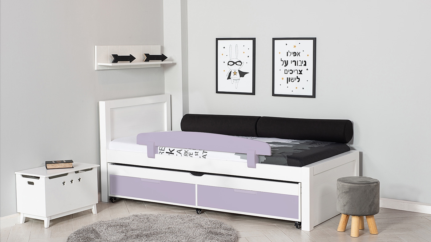 מיטת ילדים דור רוחב 90 ס"מ | צבע לבן אטום