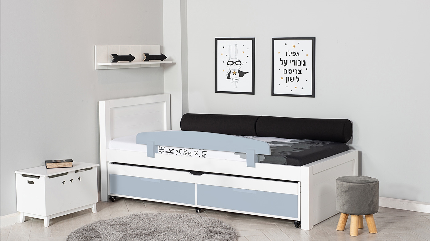 מיטת ילדים דור רוחב 90 ס"מ | צבע לבן אטום