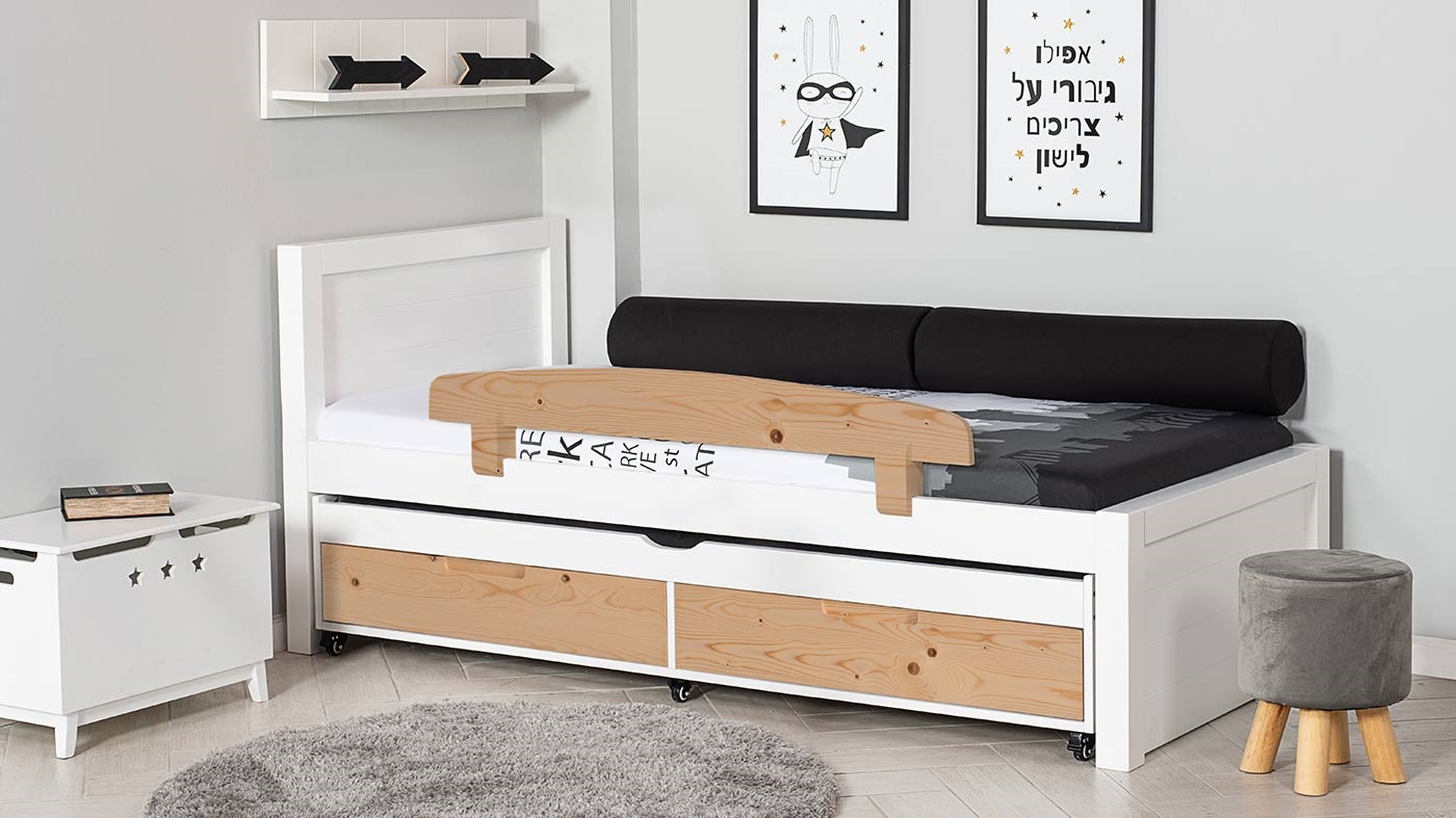 מיטת ילדים דור רוחב 90 ס"מ | צבע לבן אטום