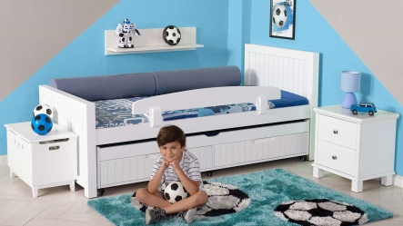 מיטת יחיד שחר שמנת