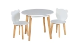 סט שולחן יצירה עגול עם 2 כסאות דובי בצבע לבן