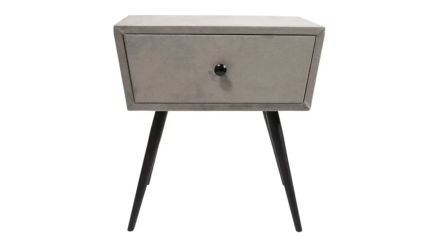 שידת לילה מרופדת | צבע אפור