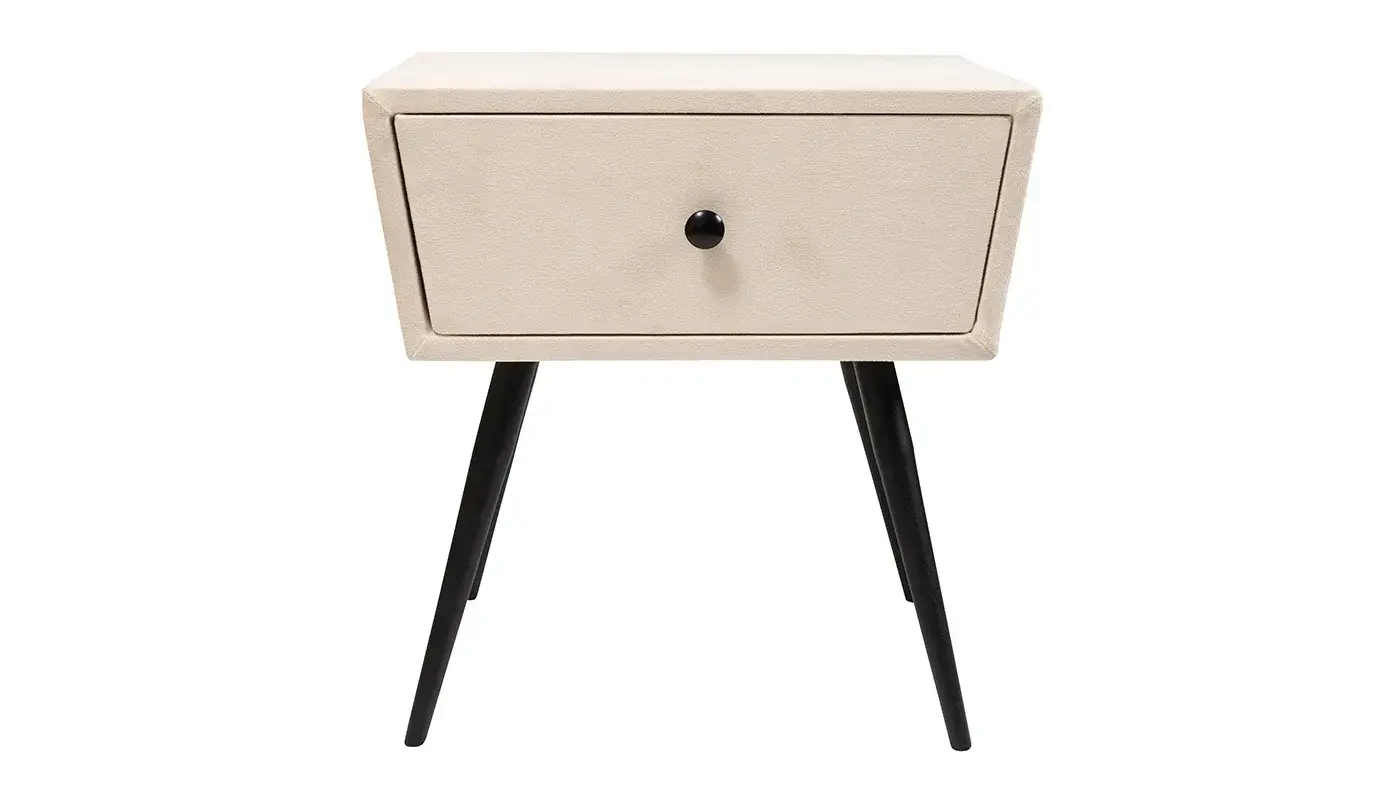 שידת לילה מרופדת | צבע שמנת