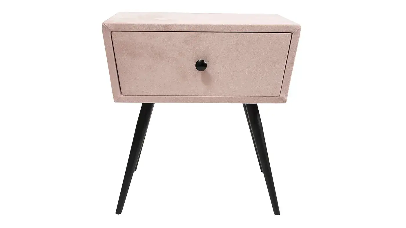 שידת לילה מרופדת | צבע ורוד