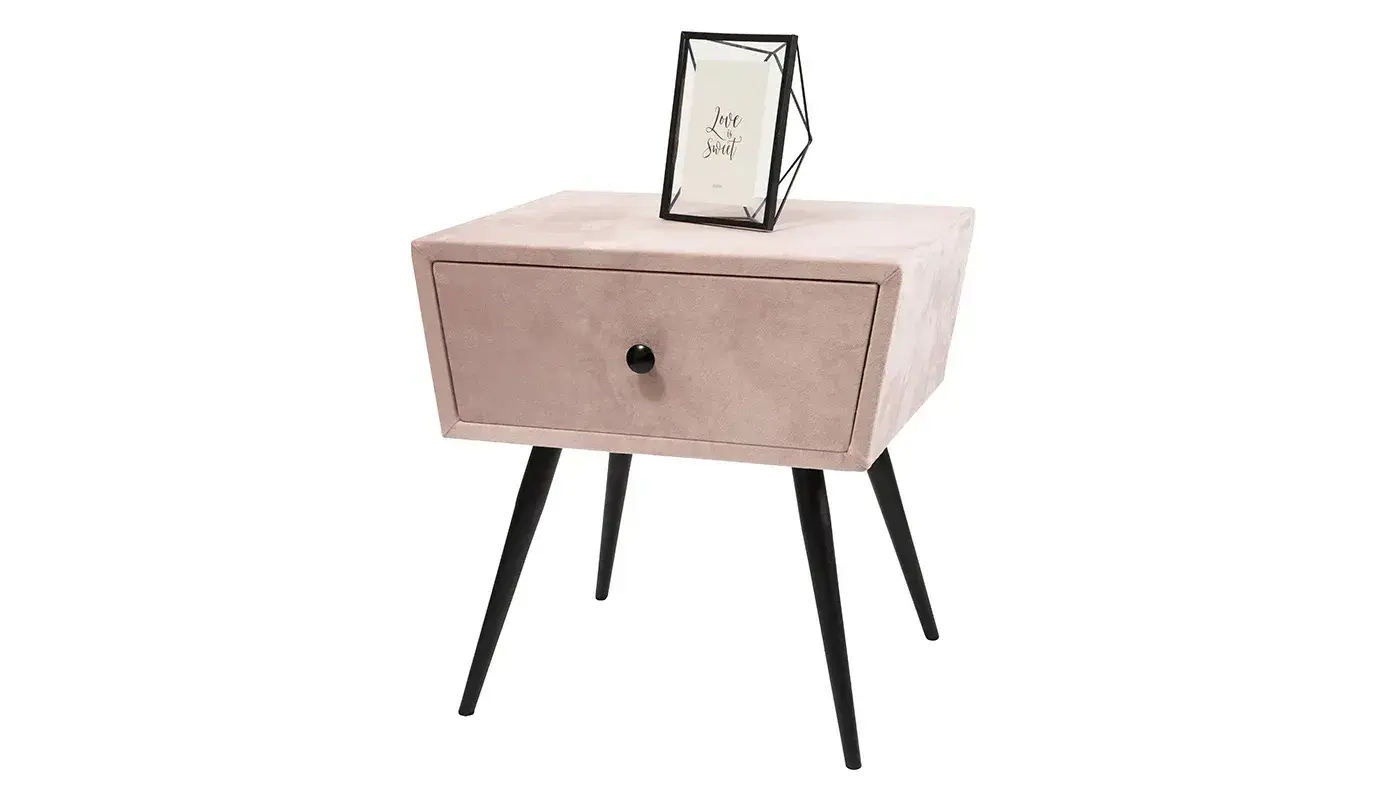 שידת לילה מרופדת | צבע ורוד