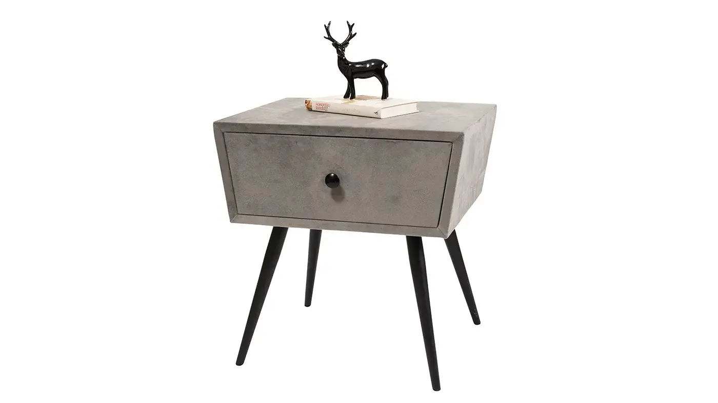 שידת לילה מרופדת | צבע אפור