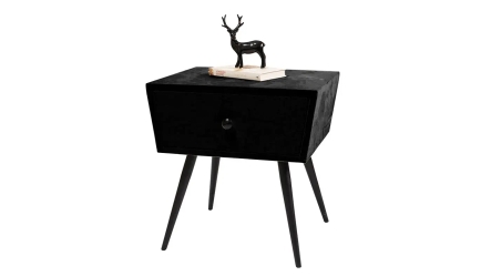 שידת לילה מרופדת | צבע שחור