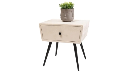 שידת לילה מרופדת | צבע שמנת