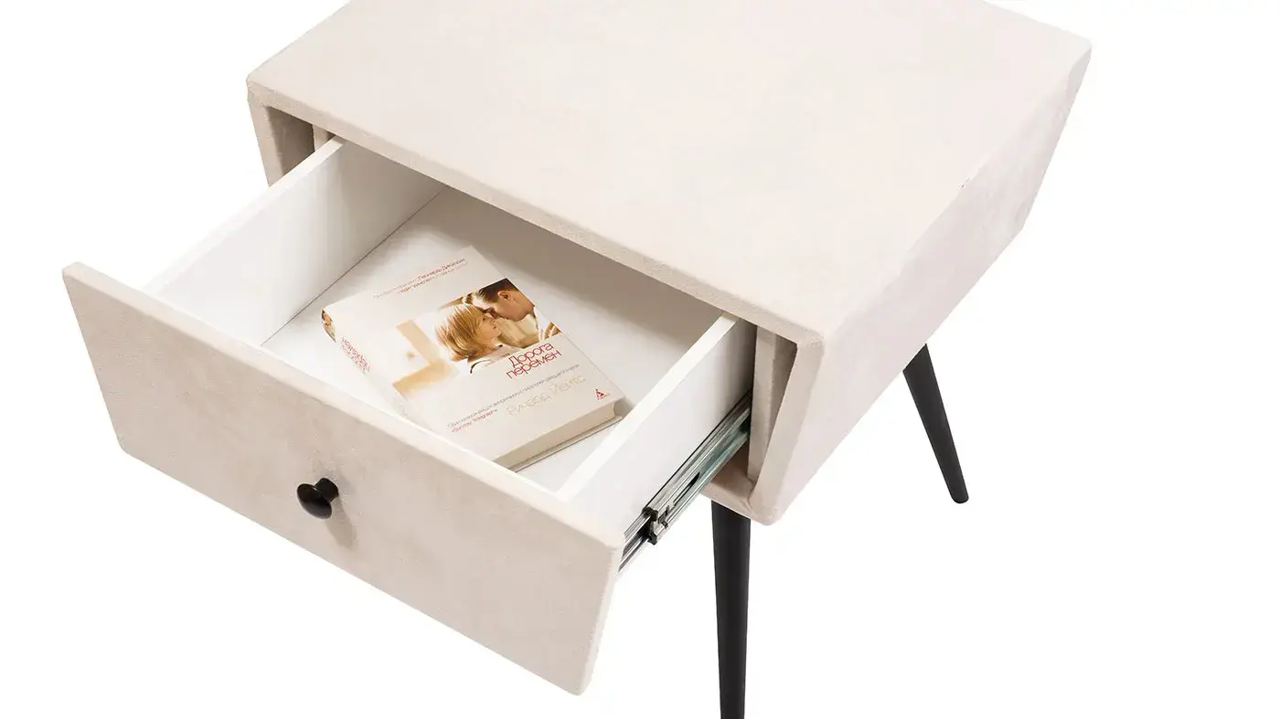 שידת לילה מרופדת | צבע שמנת