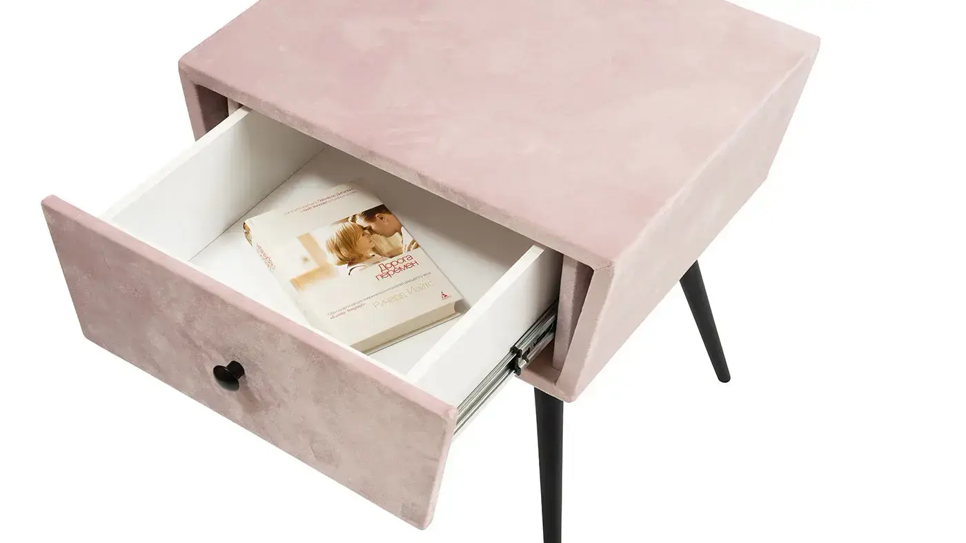 שידת לילה מרופדת | צבע ורוד