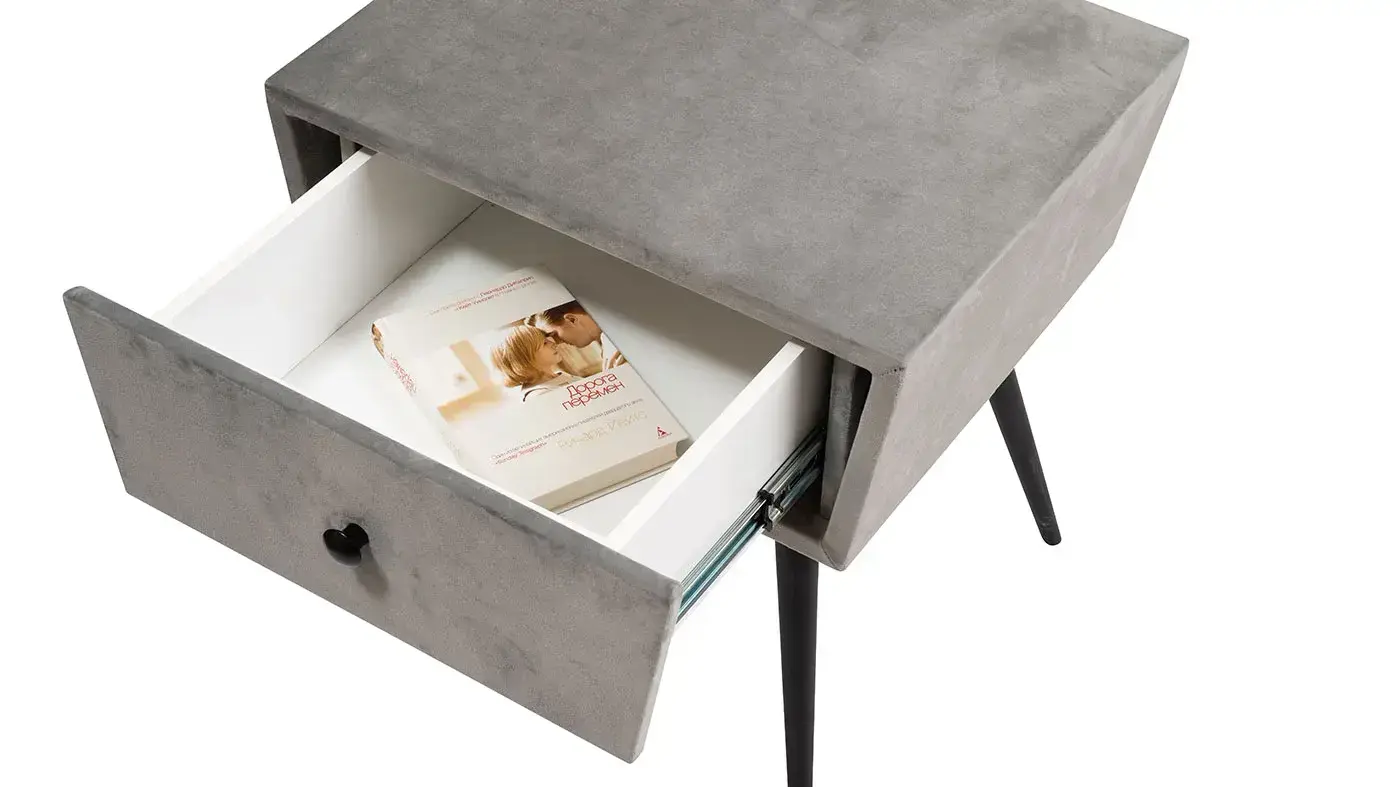 שידת לילה מרופדת | צבע אפור