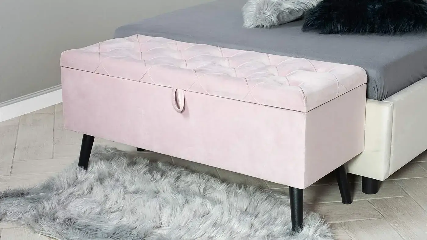 הדום ספסל קפיטונג' עם אחסון | ורוד