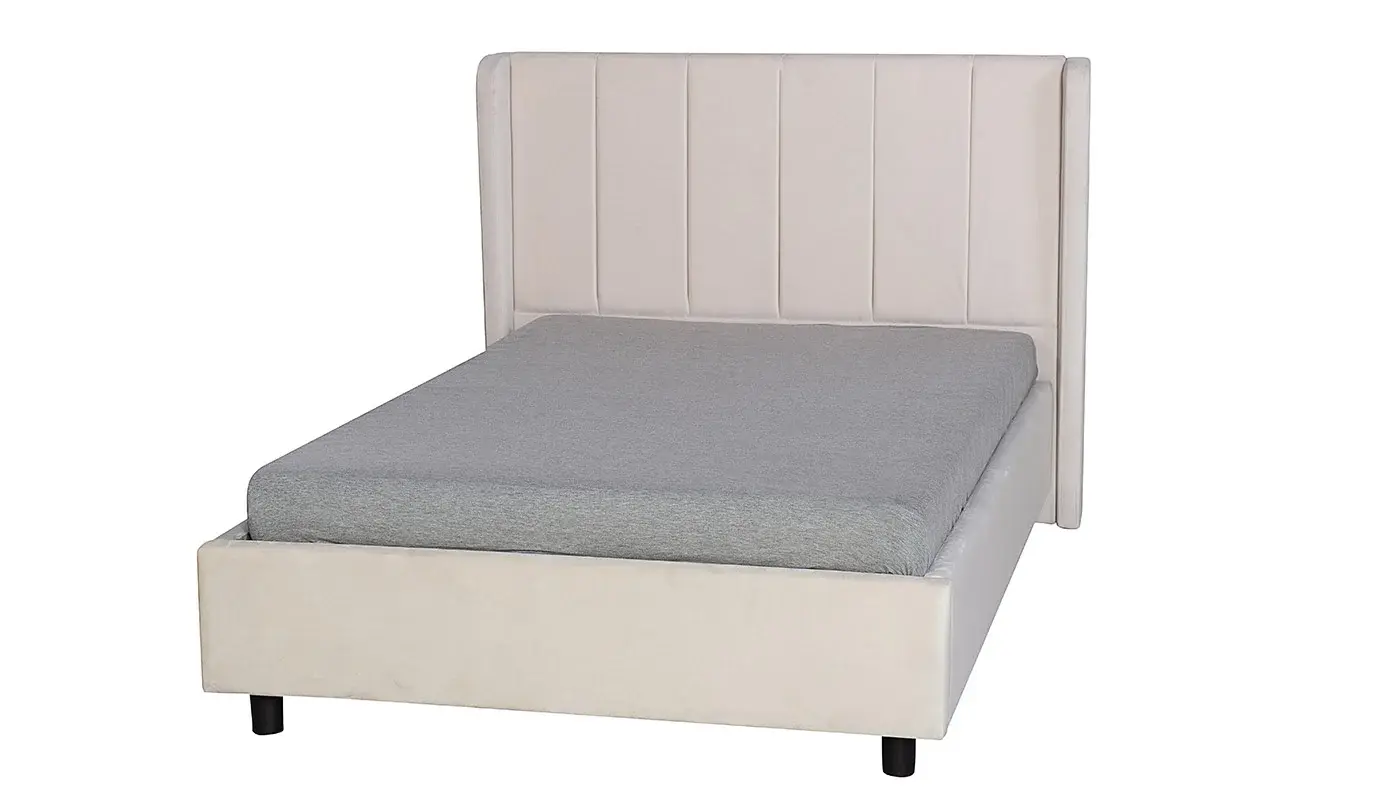 מיטה מרופדת וחצי עלמה | שמנת