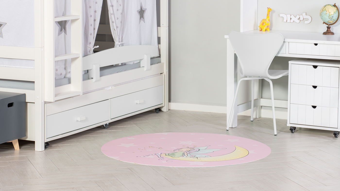 שטיח פי וי סי עגול | ורוד פיה