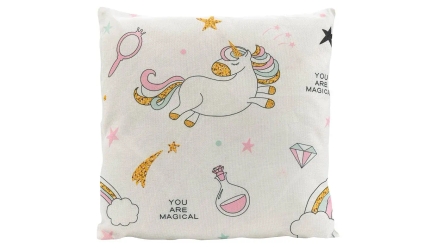 כרית נוי מודפסת חד קרן קופץ