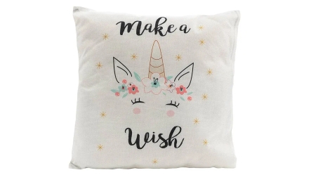 כרית נוי מודפסת חד קרן make a wish