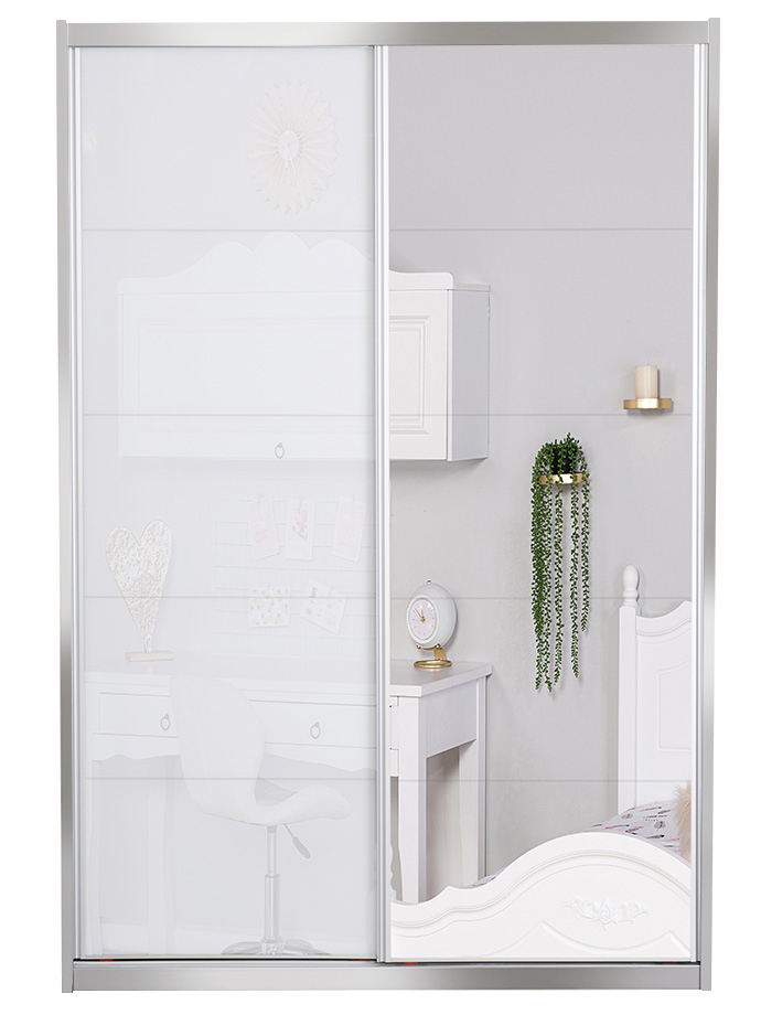 ארון ילדים הזזה כרמל עם דלת זכוכית ומראה | 120 ס"מ