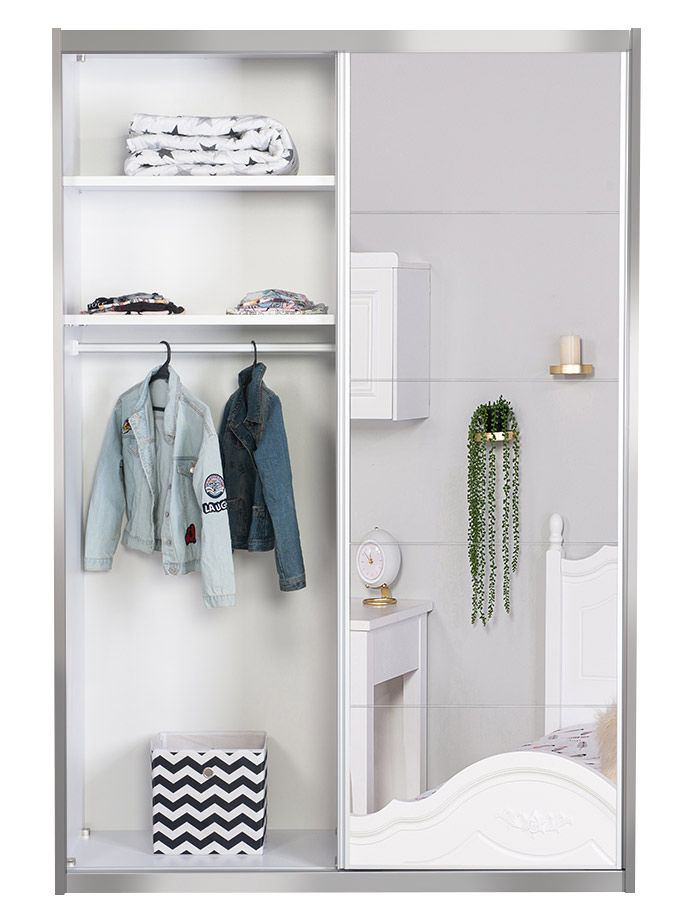 ארון ילדים הזזה כרמל עם דלת זכוכית ומראה | 120 ס"מ