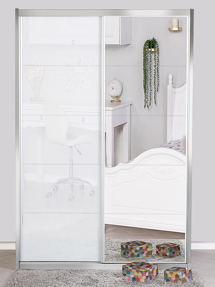 ארון ילדים הזזה כרמל עם דלת זכוכית ומראה | 180 ס"מ