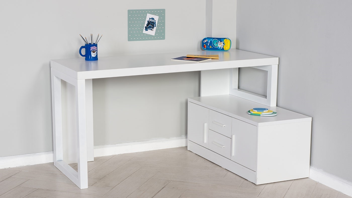 שולחן כתיבה פינתי אור | לבן