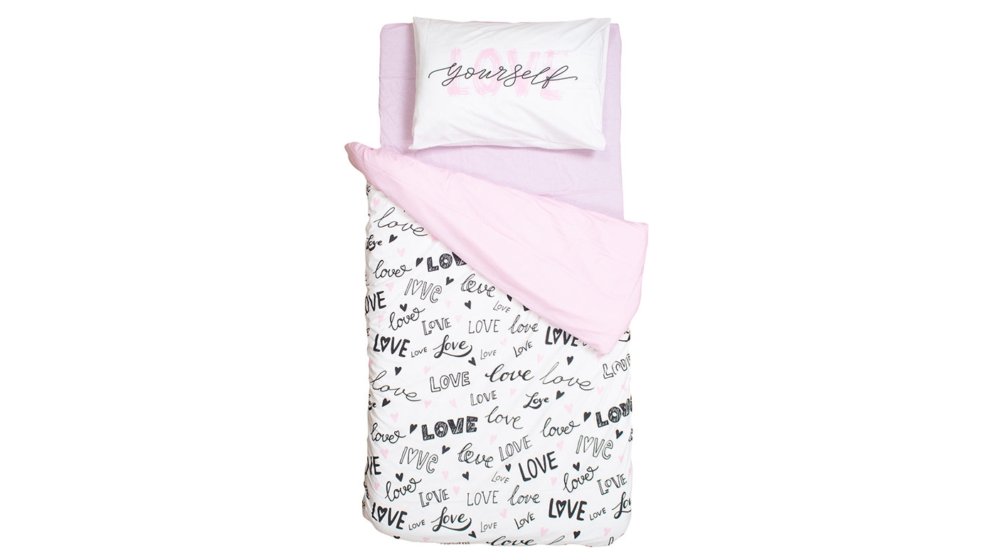 סט מצעים למיטת יחיד | טקסט love