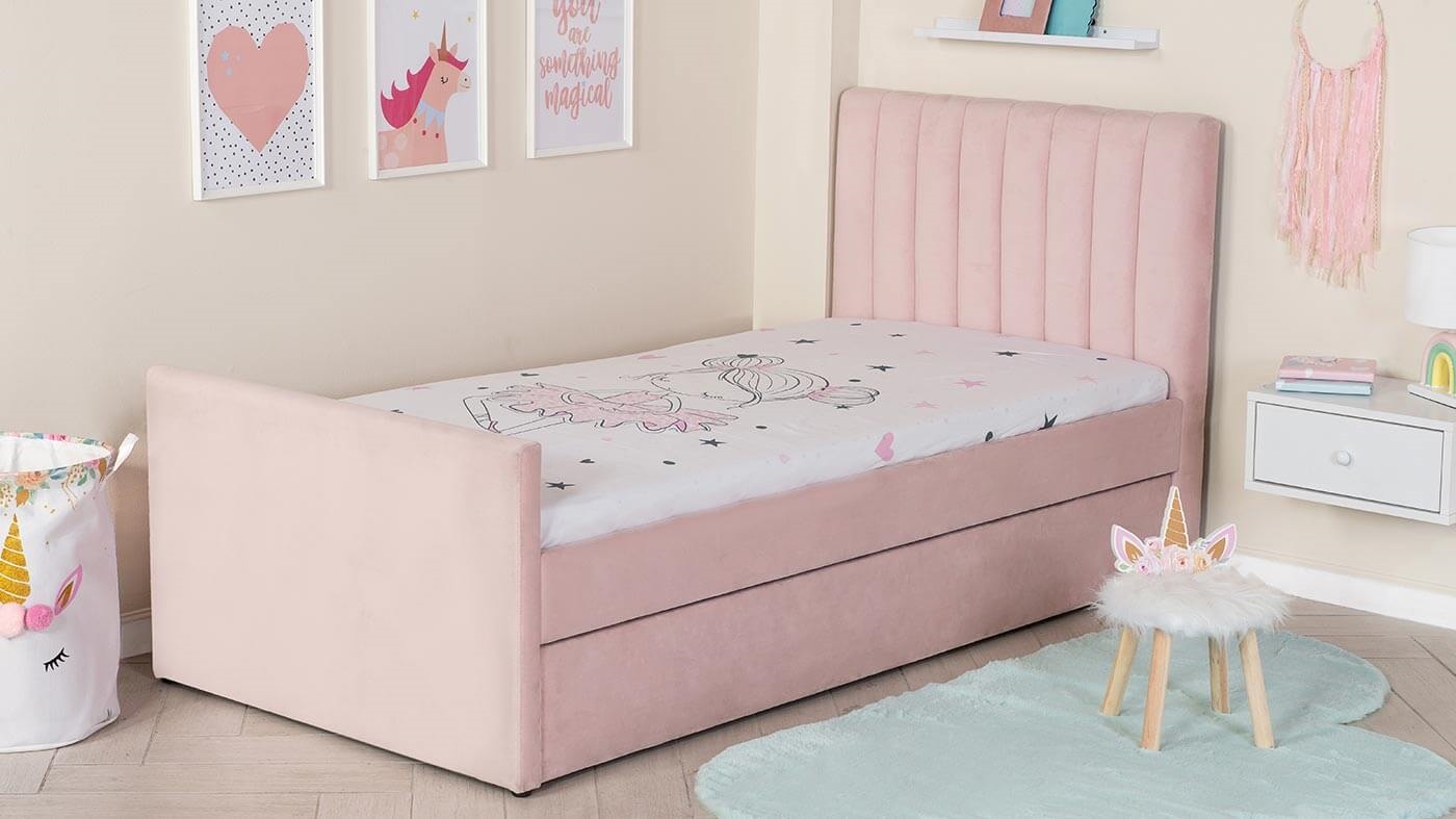 מיטת ילדים מרופדת נועם | צבע ורוד