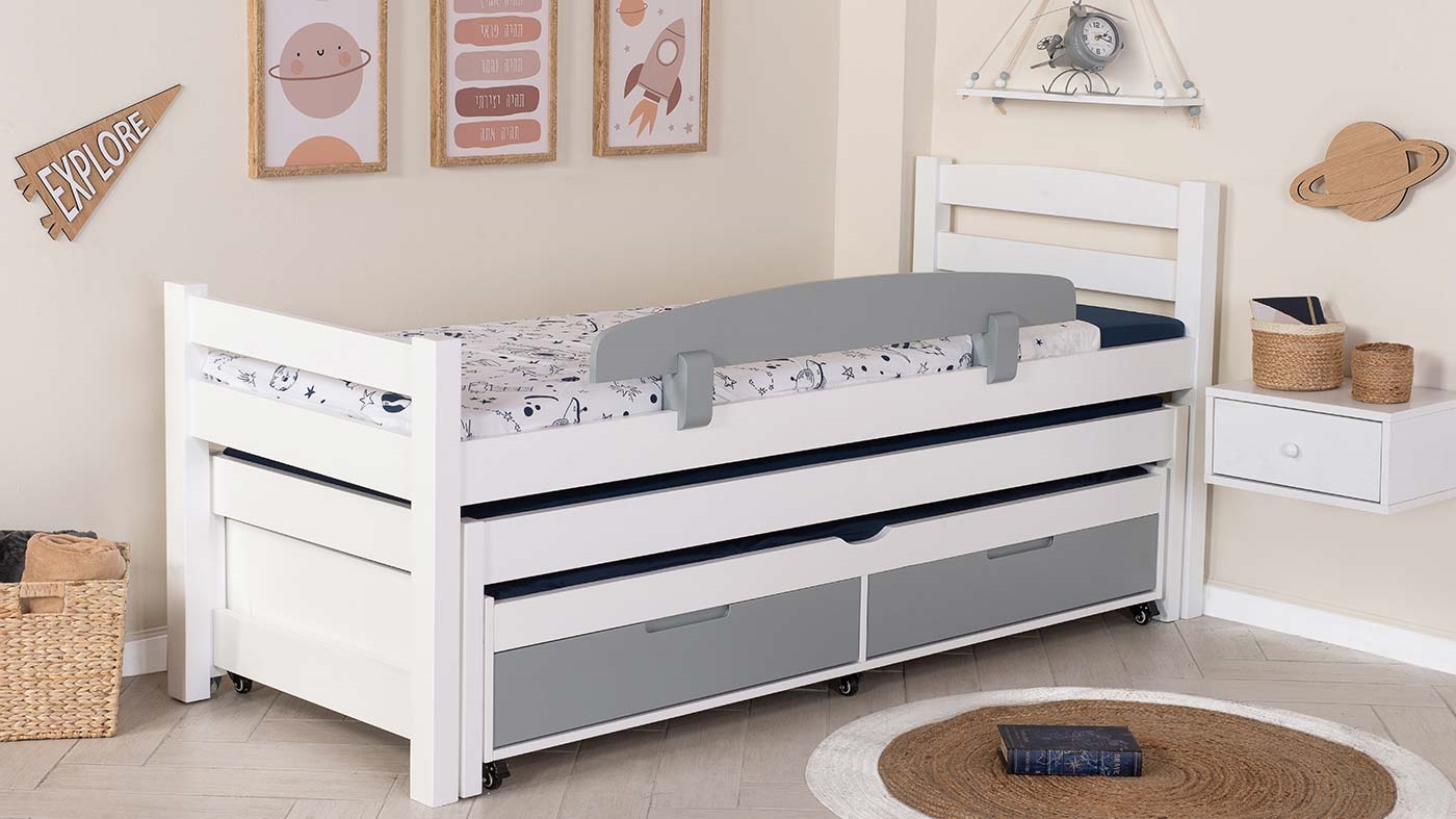 מיטת ילדים אופיר משולשת (עם מגירות)