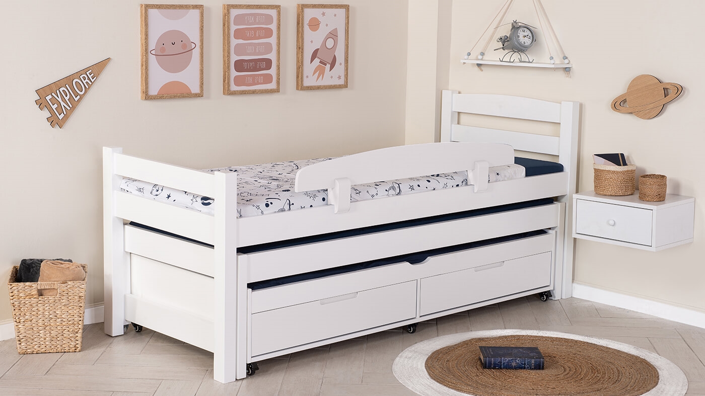מיטת ילדים אופיר משולשת (עם מגירות)