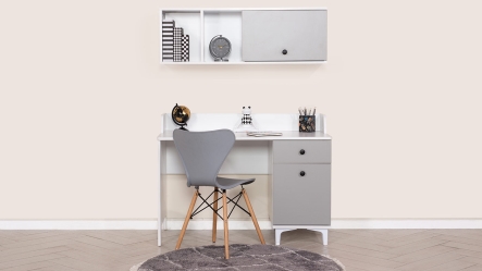 סט שולחן כתיבה וכוורת תלויה טל | לבן בשילוב אפור