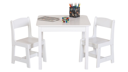 סט שולחן יצירה מרובע עם 2 כסאות בצבע לבן