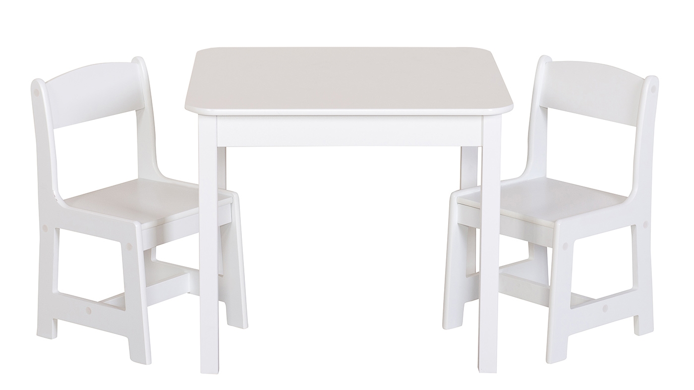 סט שולחן יצירה מרובע עם 2 כסאות בצבע לבן