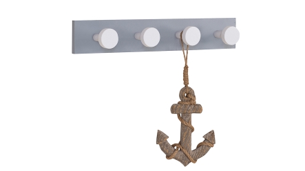 מתלה 4 ווים אפור בשילוב לבן