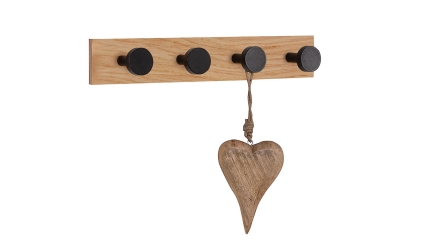 מתלה 4 ווים עץ בשילוב שחור