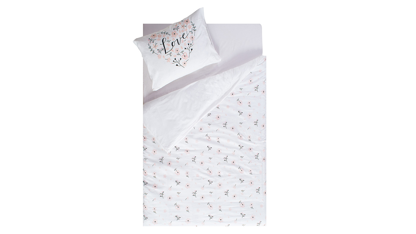 סט מצעים למיטת יחיד | פרחים ורוד
