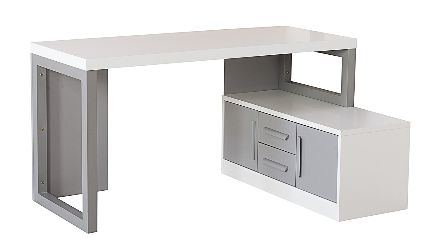 שולחן כתיבה פינתי אור | אפור בהיר