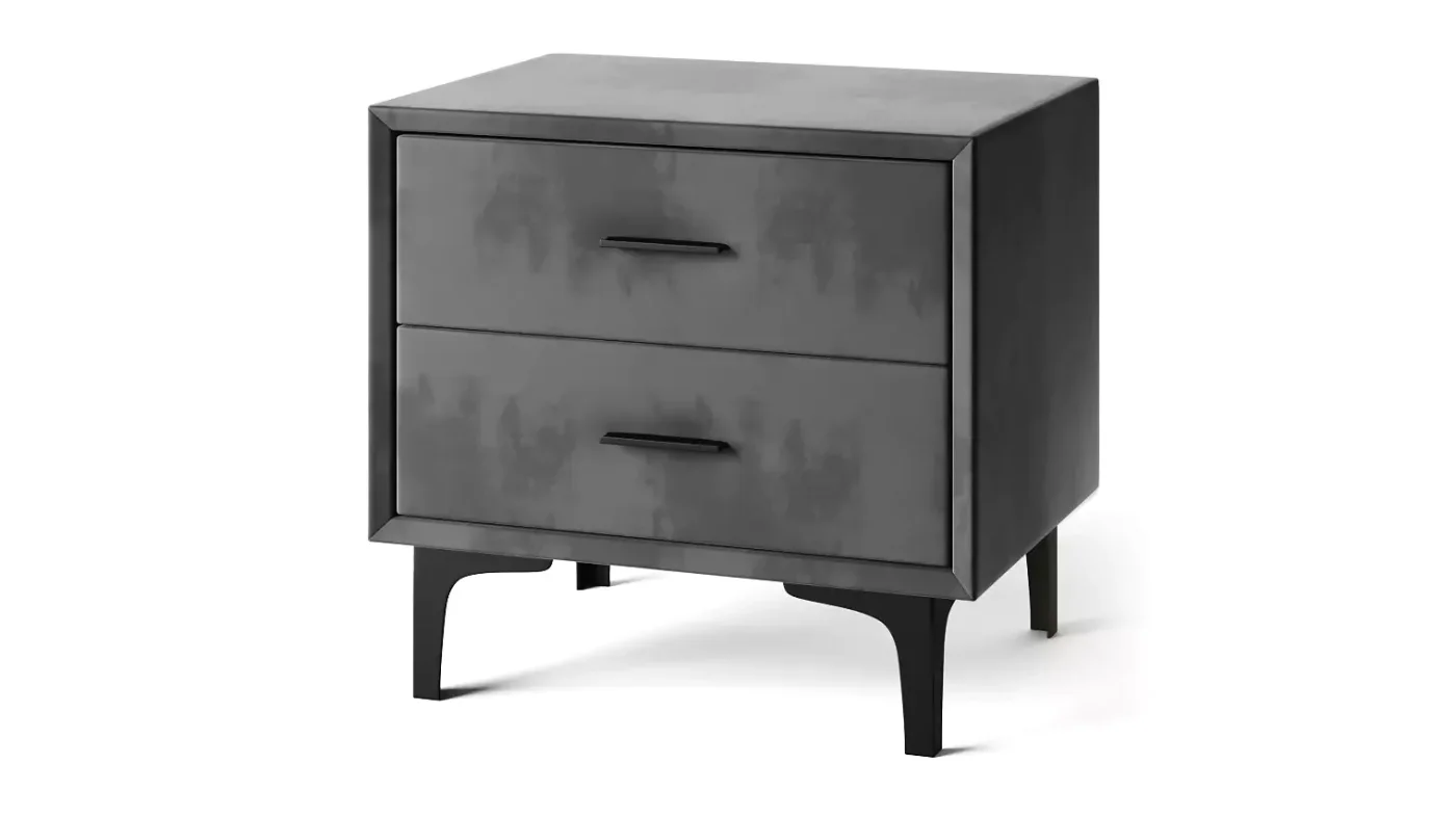 שידת לילה מרופדת | צבע אפור